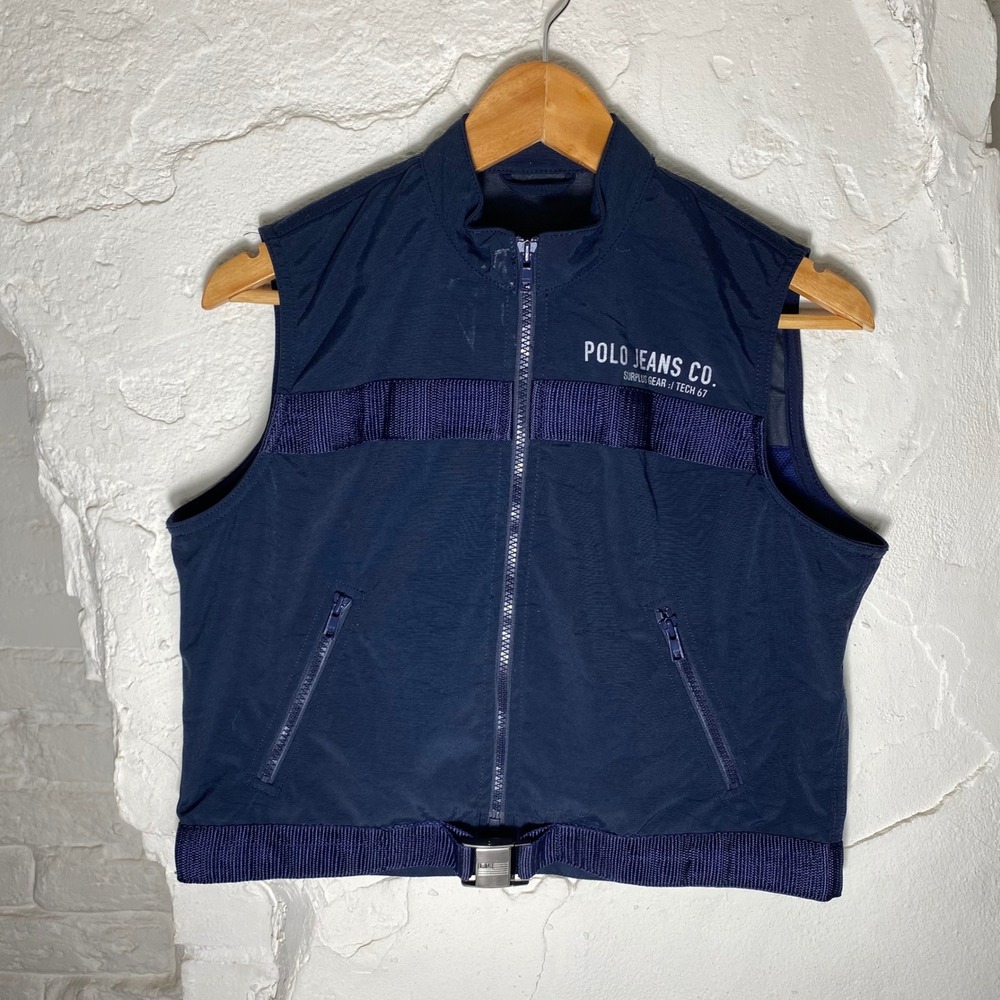 Vintage Polo Jeans Co Ralph Lauren Tech Vest Surplus Gear Utility Buckle Women M